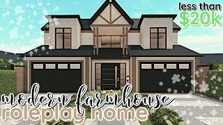 20k Bloxburg Modern Farmhouse Build 2 Story Exterior WITH VOICE [upl. by Sletten]