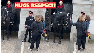 Corporal Honors Officer’s Family – Allowed to Pat Horse and Take Photos [upl. by Schofield152]