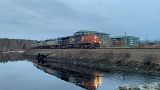 CN Rescues VIA 23h late Ocean in Bedford NS with CN 2337 leading 3 F40s [upl. by Onej]