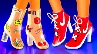 37 DIY DOLL SHOES IDEAS 〜 transparent boots sneakers highheeled shoes for Barbie or LOL OMG [upl. by Aluk]