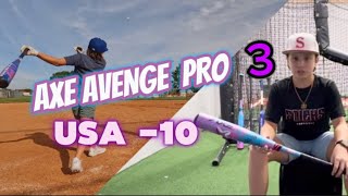 The New AXE AVENGE PRO 3 USA 2 PIECE COMPOSITE BAT  FIRST HITS [upl. by Losiram]