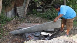 Pit Pork Cochinita Pibil Cooking  June 2016  Ethnographic Field School in Belize [upl. by Abla]