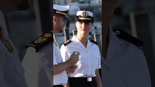 Princess Leonor in the Navy school uniform for training 👑💗leonora leonor military [upl. by Ahsimit]