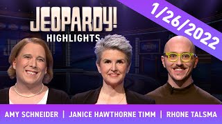 The End of Amy Schneiders 40Game Win Streak  Daily Highlights  JEOPARDY [upl. by Nnyliram]