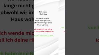 Eine EMail an den Nachbarn Um einen Gefallen bitten B1 Brief schreiben Beispiel 10 deutsch [upl. by Eelek943]