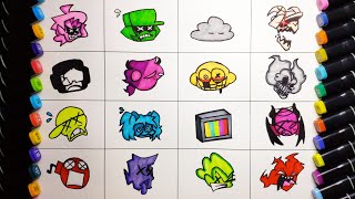 How to draw Dangerous Icons from Friday Night Funkin 14 [upl. by Daus971]