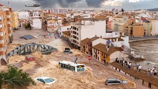 Tons of water hit Malaga Severe Flood destroys everything in Spain Europe is shocked [upl. by Oicelem962]