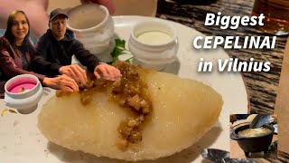 Eating the biggest cepelinai in Vilnius Lithuania [upl. by Ainod]