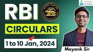 RBI Circulars 1st TO 10th JANUARY 2024 for IBPS PO SBI PORBISEBINABARD [upl. by Kcod85]