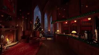 Christmas Coffee Shop Bookstore Ambience with Instrumental Jazz Christmas Music amp Fireplace [upl. by Hgielra]