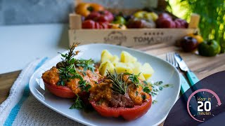 Gevulde tomaten met aardappeltjes  Klaar in 20 minuten [upl. by Shorter]