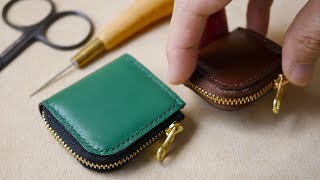 Make a mini zip case｜ Template｜ No23 【Leather craft】 [upl. by Marmawke]