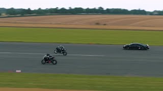 Kawasaki H2R Vs Koenigsegg Regera Vs Bugatti Chiron SS Race [upl. by Annaear]