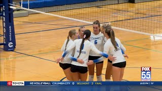 High School Volleyball Chargers sweep Hornets to end regular season [upl. by Nnyrat638]