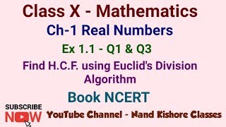 Class 10 Maths Ex 11 Q1 amp Q3  HCF using Euclids Division Algorithm  NCERT Maths 10 [upl. by Annyrb721]