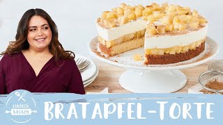 BratapfelTorte  Apfeltorte mit Sahne und Zimt  ApfeltraumTorte I Einfach Backen [upl. by Pressey]