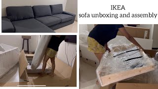 IKEA Sofa Unboxing and assembly  KIVIK 4 seat sofa lounge [upl. by Spoor]