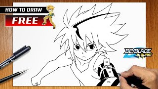 How to draw Free De La Hoya from Beyblade Burst [upl. by Chrysa]