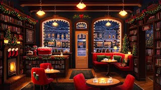 Christmas Coffee Shop Bookstore Ambience with Instrumental Jazz Christmas Music amp Fireplace [upl. by Lareine]