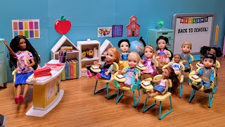 First day of school 2023  Elsa amp Anna toddlers  Barbie is the new teacher  classroom fun [upl. by Scarito]