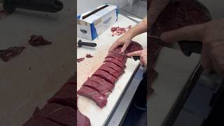 Slicing An Elk Backstrap Into Steaks shorts elk [upl. by Ardekahs]