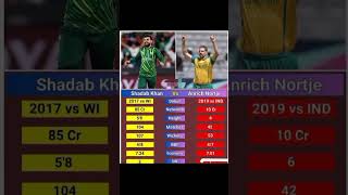 Shadab Khan vs anrich nortjecricket pcb sa youtubeshorts shortsshortviralvideo [upl. by Ahsema941]