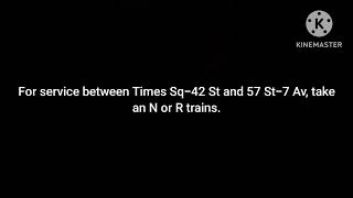 MTA station announcement Q trains not running between Times Sq and 96 St A trains to 96 St2 Av [upl. by Barrus]