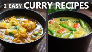 2 Easy Curry Recipes for a Vegetarian and Vegan Diet  Easy Vegan Recipes [upl. by Ahsiekam]