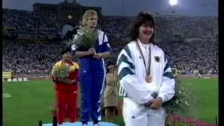 Medal Ceremony Svetlana Krivelyova 1992 Russian Anthem Barcelona Olympics 1992 [upl. by Duster]