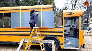 Couple Transforms Bus into Amazing Mobile Home  Start to Finish Build by lifeanywhere [upl. by Mall]