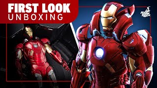 Hot Toys Iron Man Mark 7 Open Armor Figure Unboxing  First Look [upl. by Engedi]