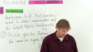 TextanalyseInhaltsanalyse Gesamtidee und Aufgabenstellung  Deutsch  Aufsatz [upl. by Ferdy]