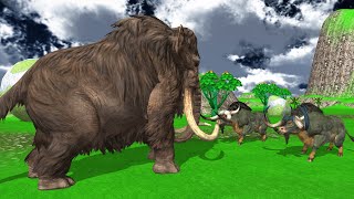 Wild Monster Mammoth VS Buffalo and Boar  Wild Animals Fight  Cunning wolf vs Dinosaurs Eggs [upl. by Yodlem]