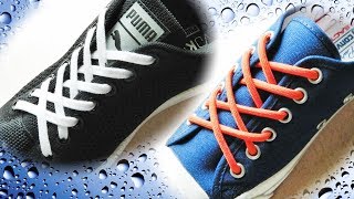 〔靴紐の結び方〕X模様が並んでるみたいな靴ひもの通し方 how to tie shoelaces 〔生活に役立つ！〕 [upl. by Aihtenak]