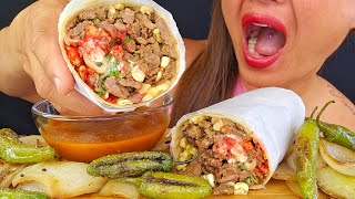 EATING AN ELOTE BURRITO SPICY SALSA amp SERRANO PEPPERS ASMR MUKBANG OMAD BIG BITES [upl. by Wendell294]