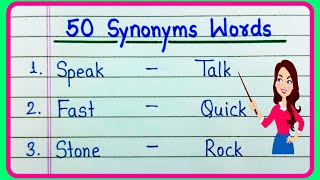 50 Synonyms words in English  What is Synonyms of  Common Synonym Words  Useful Synonyms Words 50 [upl. by Aoniak128]