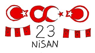 Kolay 23 Nisan Pano Resmi Yapımı  Kolay 23 nisan Resmi Çizimi [upl. by Conall]