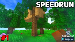 Mini block Craft  Survival speedrun  Part  1 gameplay [upl. by Moreville482]