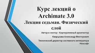 Лекции по ArchiMate Лекция 7 Физический слой [upl. by Lleroj306]