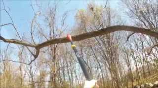 Running electric pole saw with portable generator [upl. by Aihsilef57]