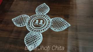 Easy amp Simple Jhoti Chita For Manabasa GurubaraLaxmipuja Special Jhoti ChitaAlpona Designs [upl. by Omlesna]