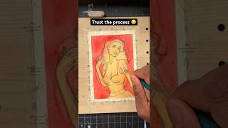 PinUp Girl 💋👯‍♀️Trust the Process 😖 art gouache painting music [upl. by Rennane]