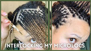 INTERLOCKING MY DIY MICROLOCS  3 POINT ROTATION  THIS IS TAKING FOREVER😩  FIRST TIME😬 [upl. by Holey]