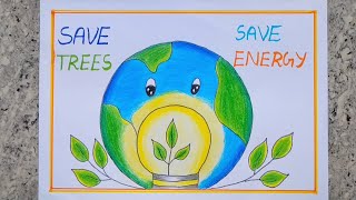 Energy Conservation Poster Drawing Easy Energy Conservation Poster Drawing for childrens [upl. by Bethel]