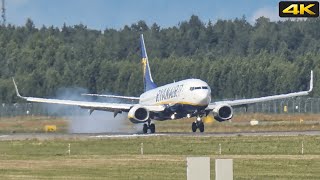 HARD RYANAIR LANDING  Ryanair Boeing 7378AS Landing at Riga RIX  4K [upl. by Aihsetel284]