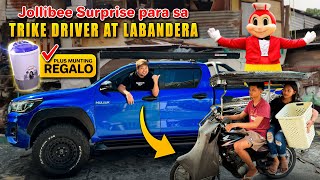 JOLLIBEE PARTY para sa quotTRICYCLE DRIVER at LABANDERAquot  Hindi sila MAKAPANIWALA [upl. by Novello]