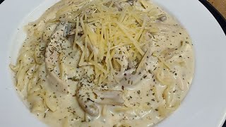 chicken Alfredo with garden salad [upl. by Airbas]