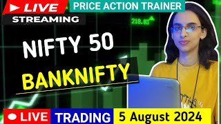 Live Trading  5 August 2024  Banknifty  Nifty livetrading stockmarket nifty [upl. by Drwde]