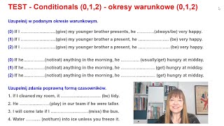 TEST  Conditionals  okresy warunkowe 0 1 2 [upl. by Devitt]