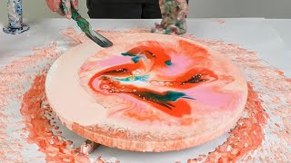 WOAH Flamingo turns into SWAN  Funnel Acrylic Pour with Dip  Life in Fluid Color [upl. by Alber369]